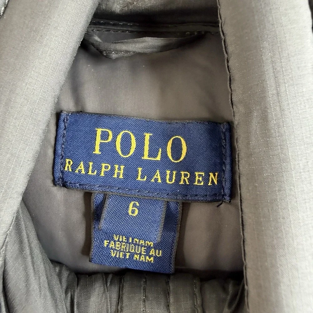 Polo Ralph Lauren Boys Size 6 Quilted Puffer Jacket Zipper Pockets Charcoal Grey